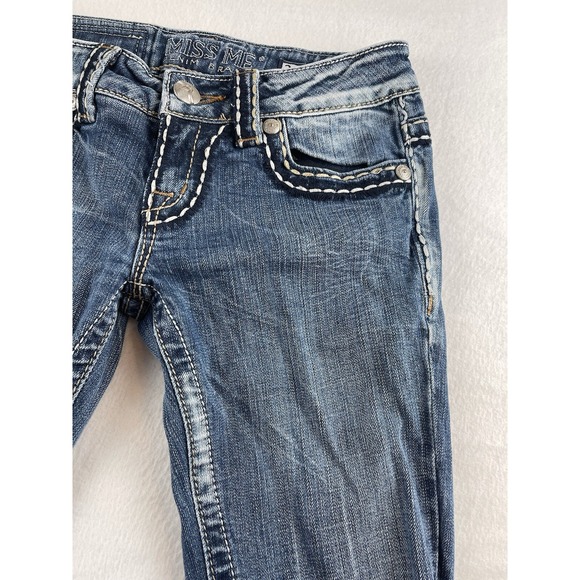Miss Me Jeans 26 Irene Straight Low Rise Flap Pocket Blue Denim - Picture 7 of 16